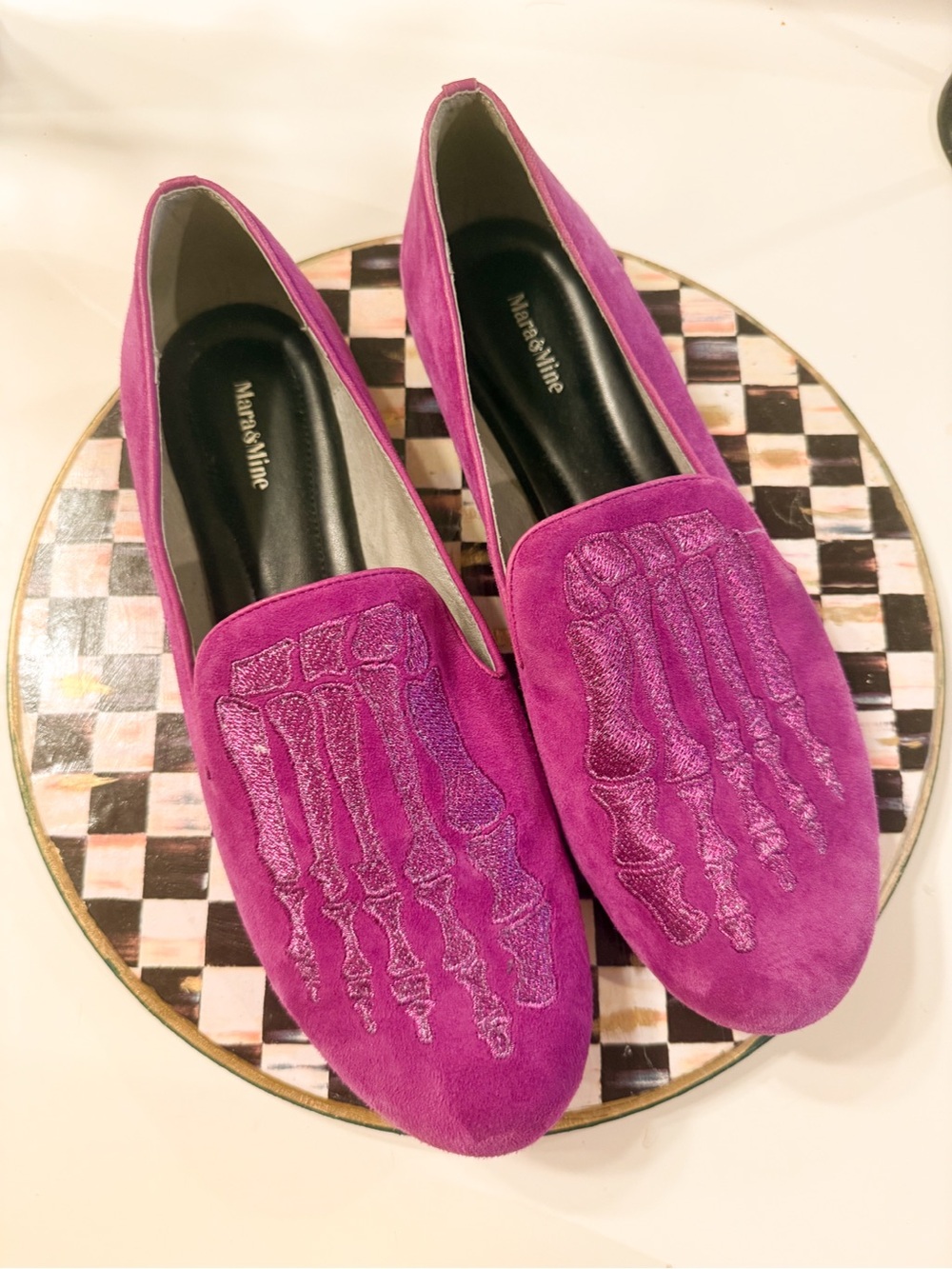 Halloween Fuchsia Suede Embroidered Loafers